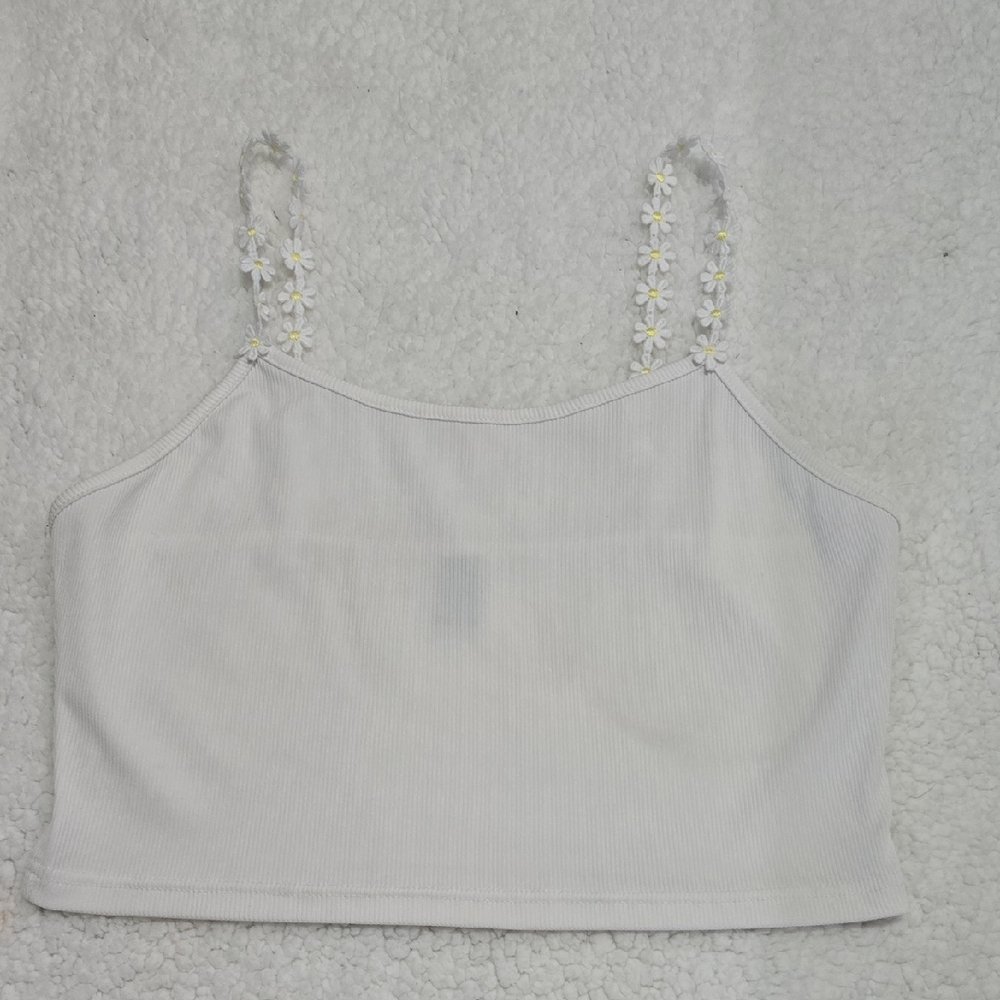 White Floral Strap Women's Top